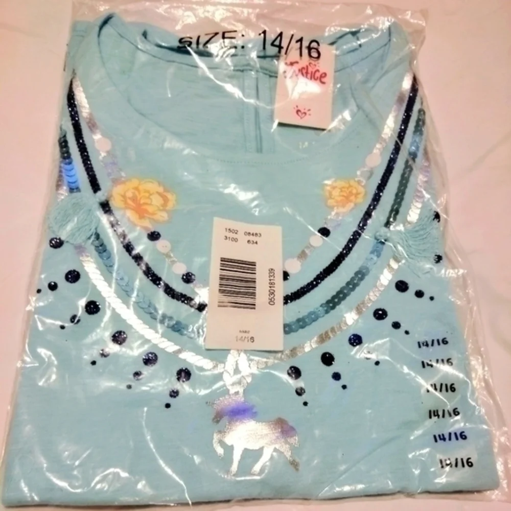 Justice Unicorn Neck Candy T-Shirt